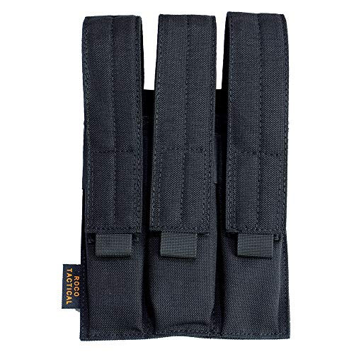 ROCOTACTICAL Tactical Molle Magazine Pouch, Open Top, Kriss Tactical Triple Mag Pouch, Molle Triple Tactical Mag Pouch (Black)