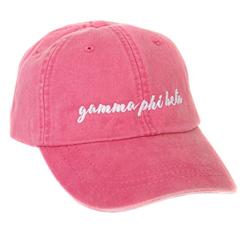 Desert Cactus Gamma Phi Beta (N) Sorority Baseball Hat Cap Cursive Name Font Gamma phi (Hot Pink - N)