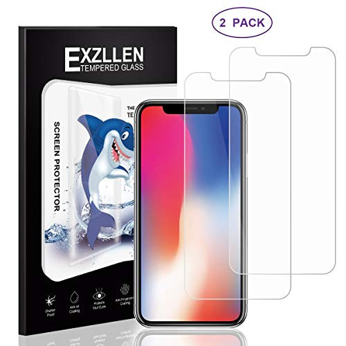 EXZLLEN (2 Pack) iPhone X Screen Protector, 0.2mm Ultra Slim Tempered Glass Screen Protector Anti Scratch 9H Hardness Apple Tempered Film for iPhone Xs - 5.8 inch