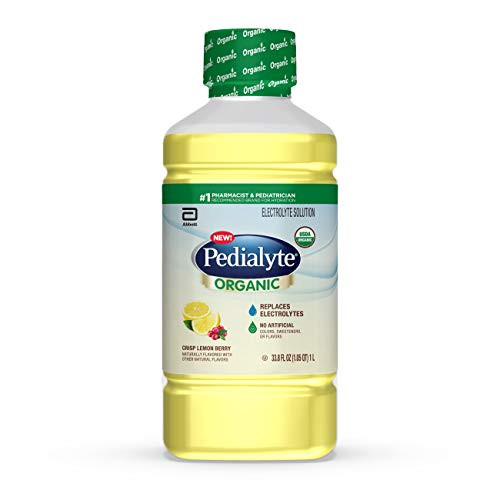 Pedialyte Organic Electrolyte Advanced Hydration Drink for Kids  and  Adults, Lemon Berry, 33.8 Fl Oz (Pack of 4)