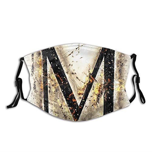 Comfortable Printed mask,Language Writing School Themed Name Initials In Fire Background Steamy Print,Windproof Facial decorations for adult