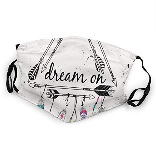 Activated Carbon Funny mask,Boho Style Tribal Ethnic Arrows Triangle Shape Dream On Hand Writing Feathers,Printed Facial decorations for kids child