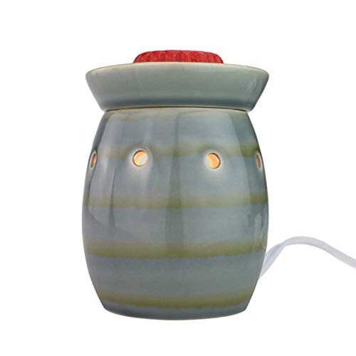 StarMoon Wax Melt Warmer for Home Décor, Home Fragrance Diffuser, No Flame, Removable Dish, with One More Bulb (D. Green  and  Gray)