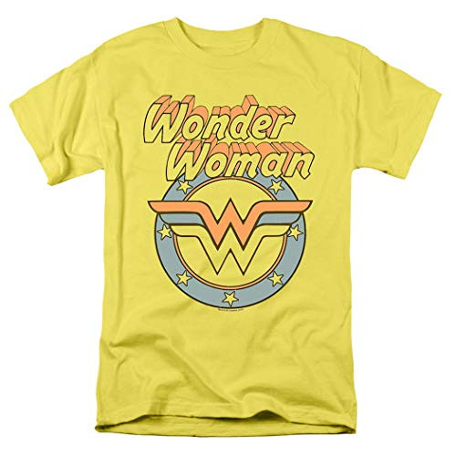 Popfunk Wonder Woman Officially Licensed Adults-Unisex T-Shirt  and  Stickers (Large) Yellow