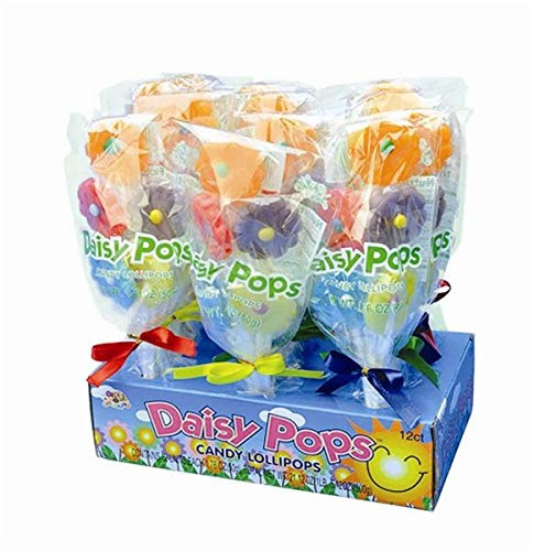 Albert's Daisy Pops Candy Flowers Lollipop Bouquets - 12 Count Display Box