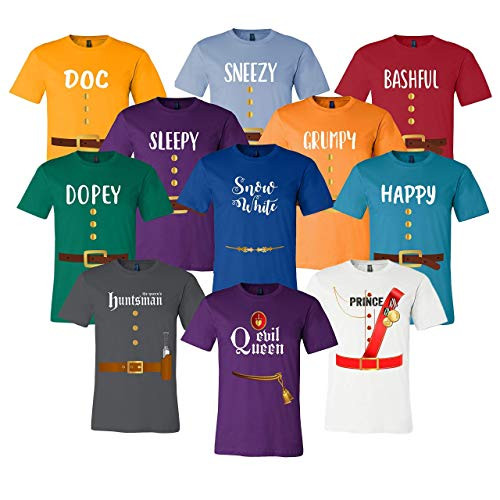 7 Dwarfs Shirts - Cosplay Costume Seven Dwarfs T Shirt Unisex Tee - 7 Dwarf - Family, Cruise, Group Event Snow White and Seven Dwarf Adult Unisex Jersey Tee