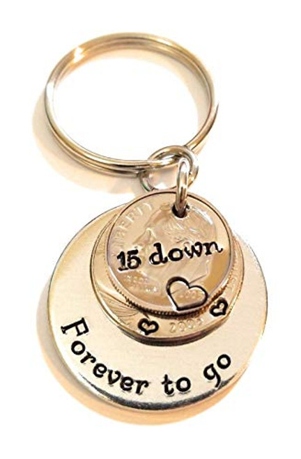15 Years Down and Forever To Go Anniversary Gift with a 2006 Dime and Nickel Key Chain 15 Years Down and Forever To Go Anniversary Gift with a 2006 Dime and Nickel Key Chain
