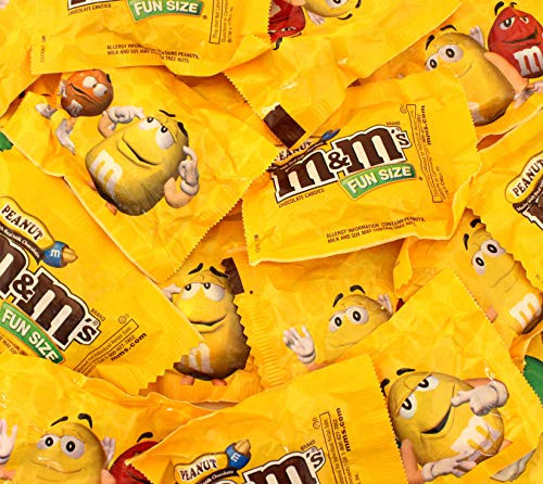 LaetaFood M and M's Peanut Milk Chocolate Classic Candy, Fun Size Snacks (50 Count Pack)