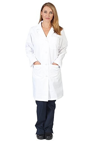Natural Uniforms Unisex 40 inch Lab Coat Long Sleeve Professional Medical Coat, White (5XL)