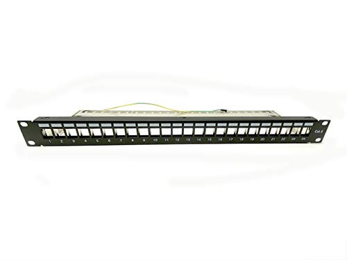 Platinum connector - Wall or Rack Mount RJ45 Empty Patch Panel (CAT5e Shielded 24 Port, 1U Standard Size)