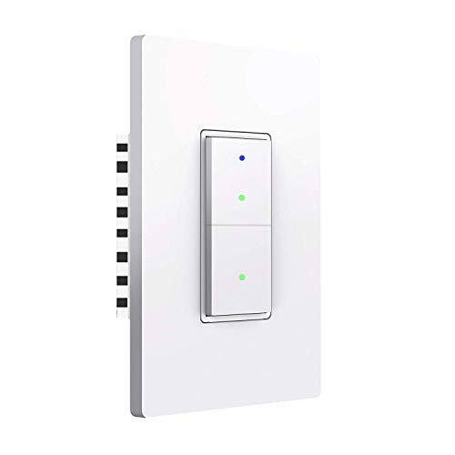 Smart WiFi Light Switch, Remote Control Wireless Switch, Push-Button, Requires Neutral Wire, Timing Schedule, Compatible with Alexa and Google Home, No Hub Required