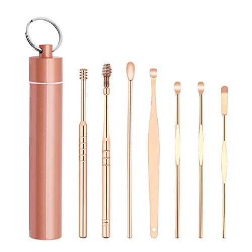 Leeofty 7pcs/set Ear Wax Pickers cleaner Stainless Steel Earpick Wax Remover Curette Ear Pick cleaner Ear cleaner Spoon