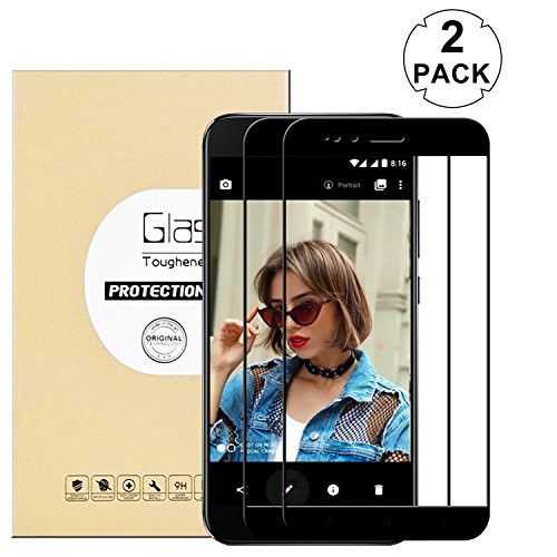 KTTWO Xiaomi MI A1 Screen Protector Glass, (2PACK) Full Screen Coverage Anti-Scratch Bubble-Free Tempered Glass Screen Protector with Full Glue for Xiaomi MI A1/MI 5X (Black)