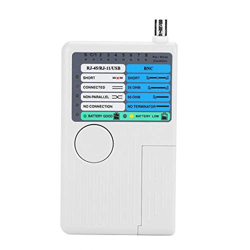Akozon 4-in-1 Portable LAN Network Cable Tester Remote RJ11 RJ45 USB BNC for UTP STP Cables Tracker
