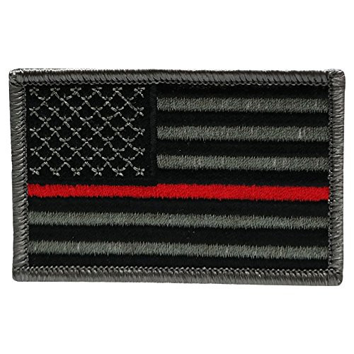 USA American Flag Embroidered Iron On Patch One Size (One Size, Thin Red Line)