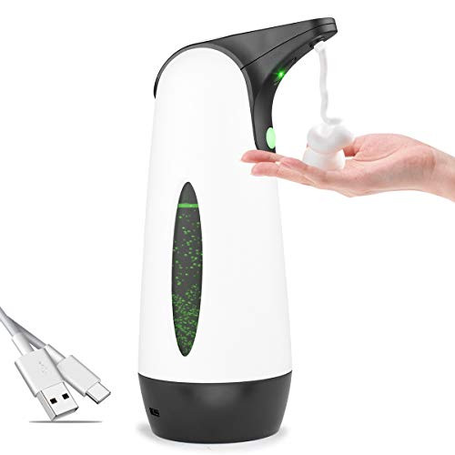 Automatic Soap Dispenser-400ml/14oz Touchless Soap Dispenser with Infrared Motion Sensor, USB Charging  and  IPX4 Waterproof Foaming Soap Dispenser for Bathroom Kitchen Hotel Office Hospital-Black