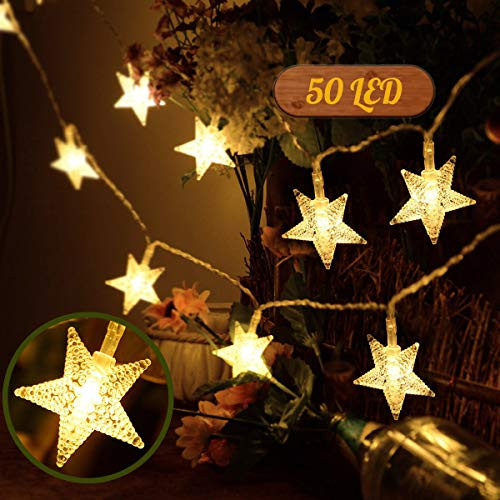 Lucoo Star String Lights,Battery Operated LED Twinkle Lights 50pcs LED Indoor Fairy Lights for Patio Wedding Bedroom Princess Castle Play Tents Decoration Warm White Lucoo Star String Lights,Battery Operated LED Twinkle Lights 50pcs LED Indoor Fairy Lights for Patio Wedding Bedroom Princess Castle Play Tents Decoration Warm White