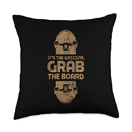 Skateboard Love Skater Shirts Weekend Grab The Board Skateboarding Throw Pillow, 18x18, Multicolor Skateboard Love Skater Shirts Weekend Grab The Board Skateboarding Throw Pillow, 18x18, Multicolor