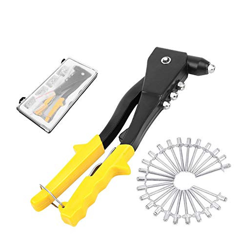 Professional Pop Rivet Gun with 200 Rivets Hand Repair Tools Riveter, Heavy Duty Hand Riveter Set for Metal, Wooden and Plastic