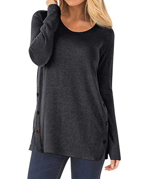 CYiNu Women Casual Long Sleeve Tops Loose Fall Pullover Tunic Shirts Blouses (Dark Grey, XL) CYiNu Women Casual Long Sleeve Tops Loose Fall Pullover Tunic Shirts Blouses (Dark Grey, XL)