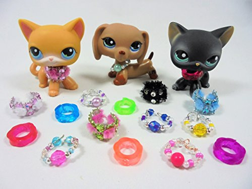 Littlest Pet Shop Accessories LPS Collar Bow Craft Sets Random Gift Bag Lots; Pets NOT Included (Collars 3pc.)