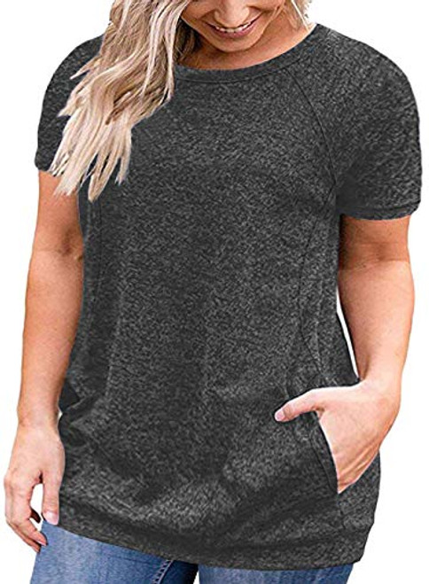 Plus Size Tops for Women Casual Summer Blouses 3X Tunics T-Shirts Dark Grey-22W Plus Size Tops for Women Casual Summer Blouses 3X Tunics T-Shirts Dark Grey-22W