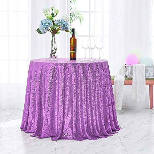 Hahuho 70 inch Round Sequin Tablecloth Lavender, Glitter Tablecloth for Bridal Shower Decorations, Birthday, Wedding, Dessert, Banquet?70 inch Round, Lavender? Hahuho 70 inch Round Sequin Tablecloth Lavender, Glitter Tablecloth for Bridal Shower Decorations, Birthday, Wedding, Dessert, Banquet?70 inch Round, Lavender?