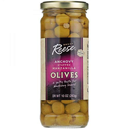 Reese Anchovy Stuffed Manzanilla Olives, 10 ounce (Pack of 3)