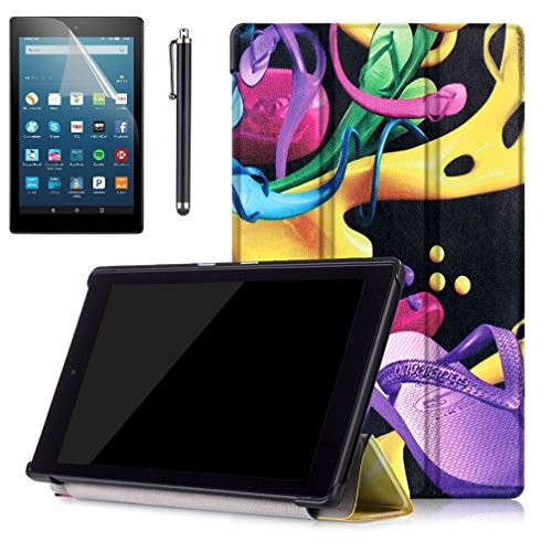 Amazon HD 8 Case,Amazon Fire HD 8 Tablet Case,Fire HD8 Cover 2016,Kindle HD8 2016 Case,Ultra Slim Smart Shell Case for Amazon Kindle Fire HD 8 2016 Case+ Screen Protector + Stylus,Colorful Shoes