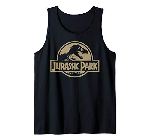 Jurassic Park Beige Flat Movie Logo Tank Top