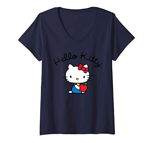 Womens Hello Kitty Retro Logo V-Neck T-Shirt