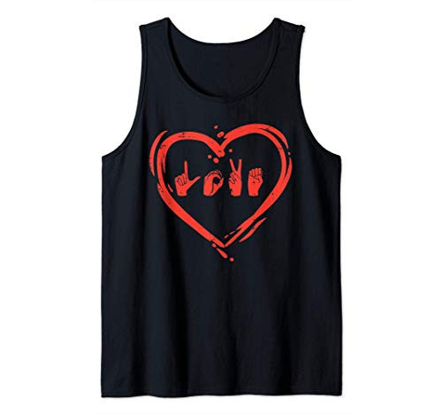 Love Heart Hand Sign Language Valentines ASL Deaf Mute Gift Tank Top