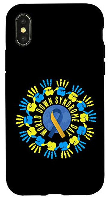 iPhone X/XS World Down Syndrome Day Mom Awareness Yellow Blue Ribbon Son Case iPhone X/XS World Down Syndrome Day Mom Awareness Yellow Blue Ribbon Son Case