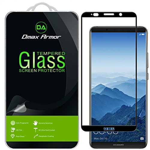 [2-Pack] Dmax Armor for Huawei Mate 10 Pro Screen Protector, (Full Screen Coverage) [Tempered Glass] Anti-Scratch, Anti-Fingerprint, Bubble Free, (Black)