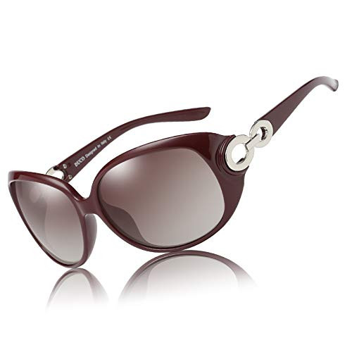 DUCO Shades Classic Oversized Polarized Sunglasses for Women 100percent UV Protection 1220 (Wine red, 65)