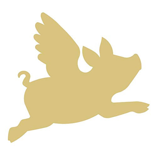 Flying Pig Cutout Unfinished Wood Farm Kids Room Party MDF Shape Canvas Style 1 (18 inch)