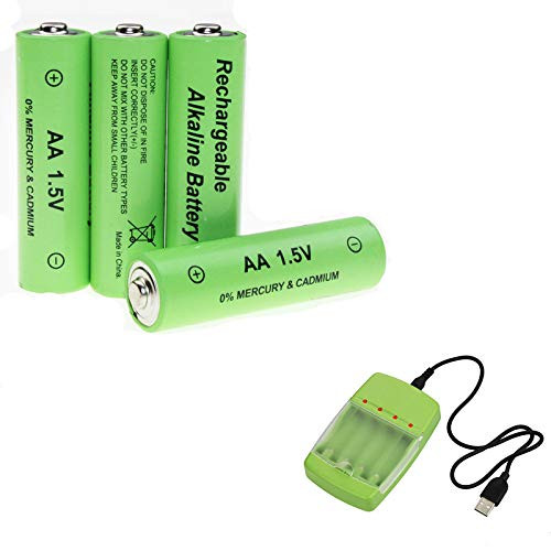 4pcs AA Alkaline Rechargeable Battery 1.5V plus USB Charger