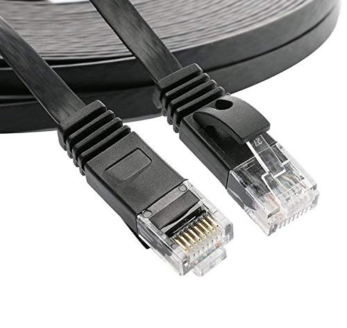 Home Ethernet Cable Game Network Cable Flat Ethernet Cable RJ45 LAN Cable Networking Ethernet Patch Cord Network Cable for Computer Router Laptop Waterproof Cable (Color : Black, Length : 1.5m)
