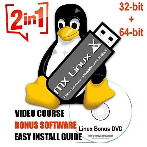 Latest MX Linux  LATEST VERSION  16Gb USB Desktop 64Bit and 32Bit on Bootable USB plus LINUX DVD VIDEO COURSE - 32 64 Bit 20 19