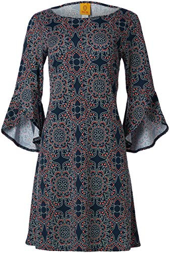 Ruby Rd. Women's Sundial Puff Print Dress, Navy Multi, L