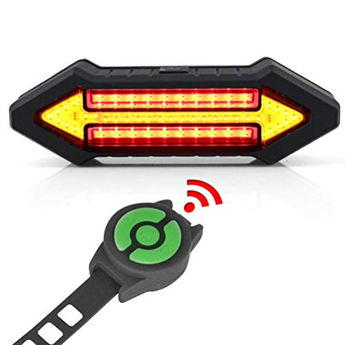 SANTITY Wireless Remote Control Bicycle Rear Tail Light Waterproof USB Charging LED Mountain Bike Turn Signals Intelligent Safety Warning Light for Safety Night Day Riding