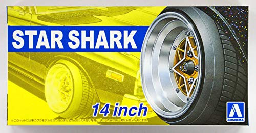 Aoshima 1/24 Scale Star Shark 14 Inch Wheel Set - Plastic Model Buiding Set  52587