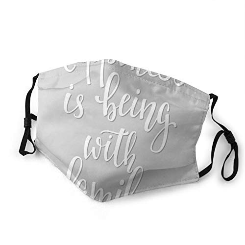 niBBuns 2021 Fashionable Positive Family Themed Message Happiness Hand Writing Calligraphy Inspiration Reusable Face Mask Balaclava Washable Outdoor Nose Mouth Cover for Men and Women