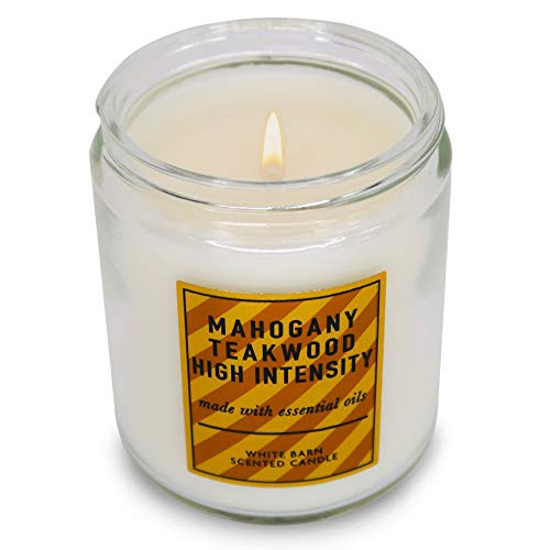 White Barn Bath and Body Works, 1-Wick Candle w/Essential Oils - 7 oz - 2020 Holidays Scents (Mahogany Teakwood High Intensity)