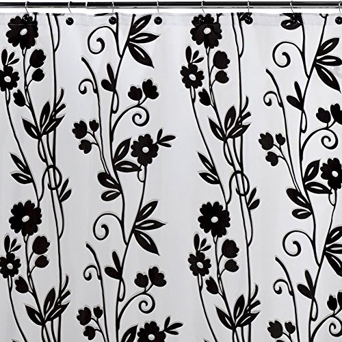 DS BATH Stems Shower Curtain,Black Shower Curtain,Mildew Resistant Fabric Shower Curtains for Bathroom,Contemporary Bathroom Curtains,Print Waterproof Polyester Shower Curtain,72" W x 72" H
