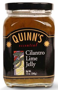 Cilantro Lime Pepper Jelly   Pack of 3   12 Ounce Glass Jars   Made with Real Cilantro, Lime Peel, and Jalapenos   By Quinns Pepper Jellies