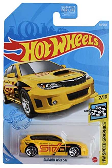 DieCast Hotwheels Subaru WRX STI, Speed Graphics 2/10 Ship in Kar Keeper Yellow DieCast Hotwheels Subaru WRX STI, Speed Graphics 2/10 Ship in Kar Keeper Yellow