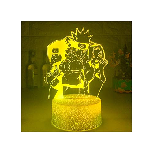Anime Figure Naruto Group Uzumaki Naruto 3D Led Optical Illusion Night Light 16 Color Desk Lamp Hatake Kakashi Uchiha Sasuke for Children's Bedroom Decoration