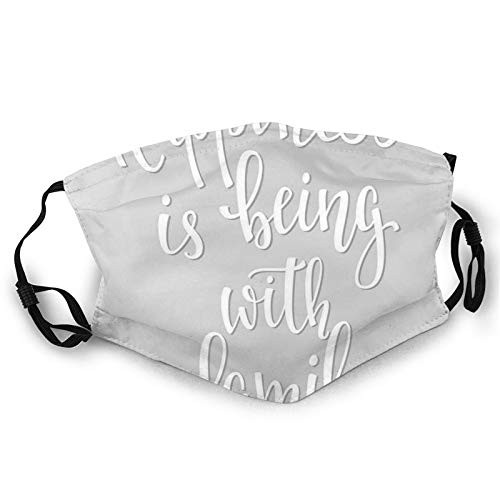 niBBuns 2021 Trendy Positive Family Themed Message Happiness Hand Writing Calligraphy Inspiration,Face Mask Reusable Washable Masks Cloth for Men and Women