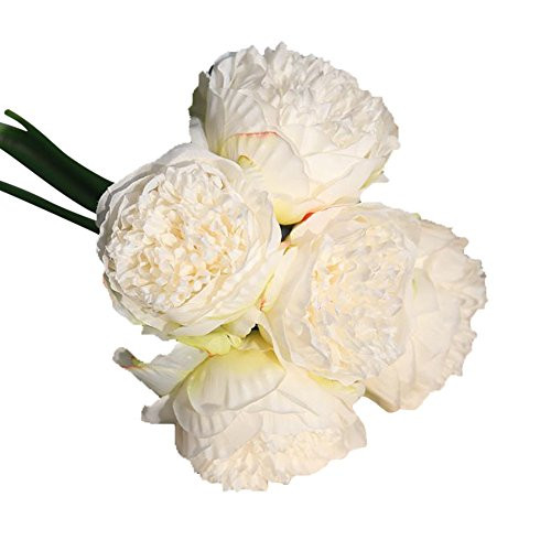 CieKen Artificial Flower Rose Bear, Artificial Silk Fake Flowers Peony Floral Wedding Bouquet Bridal Hydrangea A, Floral Picks, White